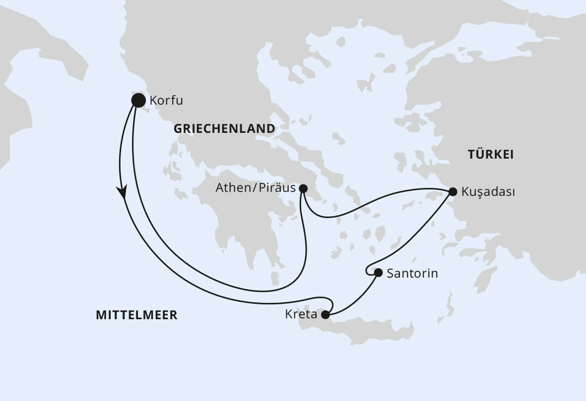AIDA Route - Griechenland ab Korfu