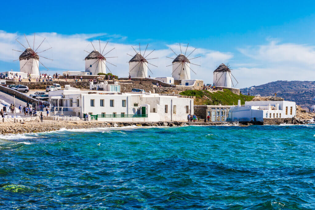 Mykonos Windmühlen Meer