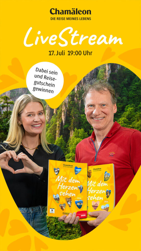 Einladung zum Live Stream von Chamäleon Reisen am 17. Juli 2025 um 19Uhr
