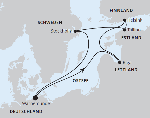 Routenkarte_AIDA_Ostsee-ab-Warnemuende
