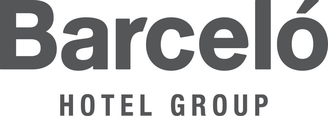 Das Logo der Barceló Hotel Group mit dem Wort „Barceló“ in großen, fetten Buchstaben über „HOTEL GROUP“ in kleineren Großbuchstaben, alles in Dunkelgrau auf weißem Hintergrund.