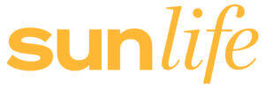 Das Sunlife-Logo in kräftigem gelbem Schriftzug, wobei „sun“ in Kleinbuchstaben in Druckbuchstaben und „life“ in Kleinbuchstaben in Schreibschrift geschrieben ist, auf weißem Hintergrund.