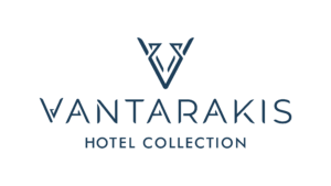 Logo für die Vantarakis Hotel Collection, bestehend aus einem stilisierten geometrischen Linienmotiv über dem Namen „VANTARAKIS“ in fetter Schrift, darunter „HOTEL COLLECTION“ in kleinerer Schrift.